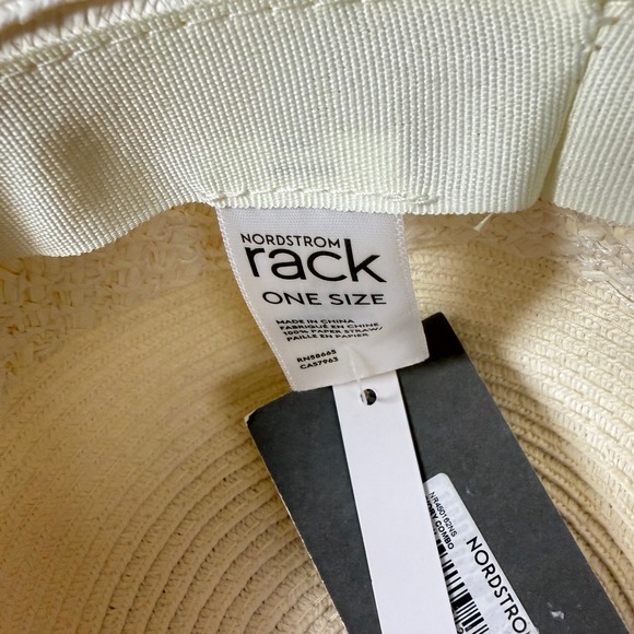 NWT New NORDSTROM RACK Womens Ivory Straw Rollable Packable Wide‎ Brim Sun Hat - Picture 6 of 9